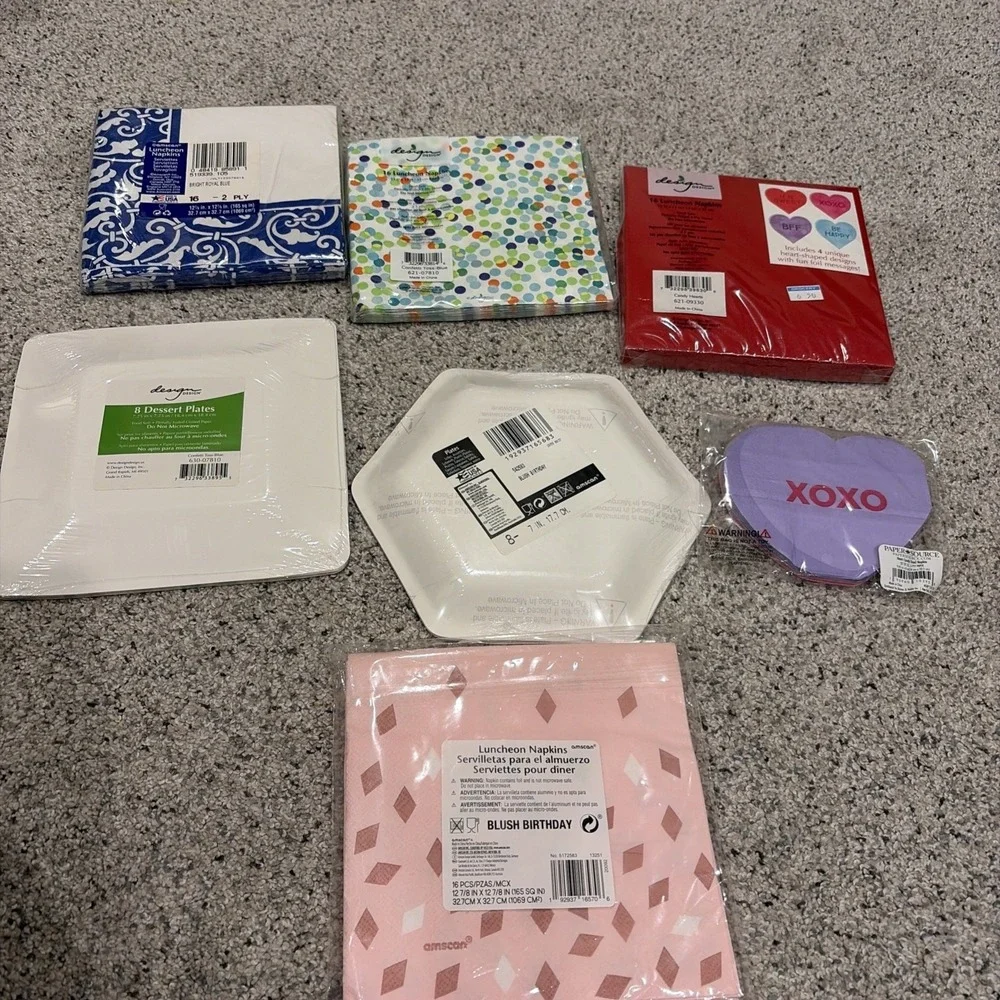 Lot Of Assorted Mostly‎ New Paper Plates And Napkins For Party Decor